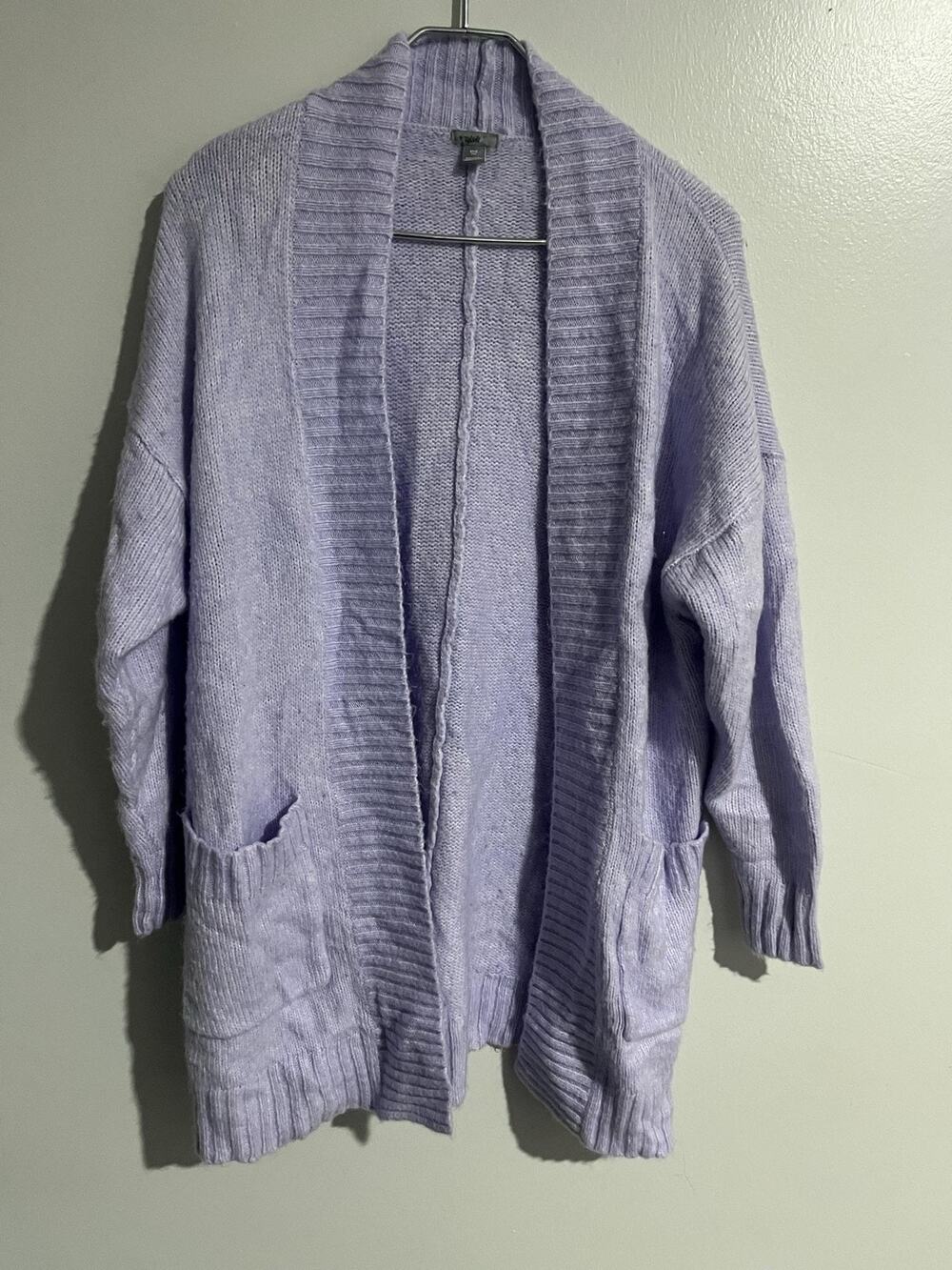Aerie Cardigan Womens XS/S Purple Chunky-Knit Open Pocket Oversize Relaxed Cozy